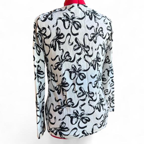 Black white bow print cardigan - Picture 4 of 8